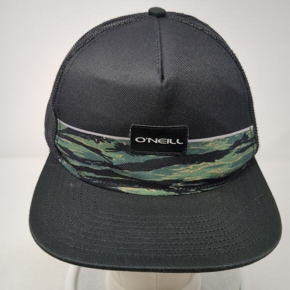 O'Neill Snapback Trucker Hat Black One Size Adjustable Mesh Back Authentic Camo - Picture 2 of 9